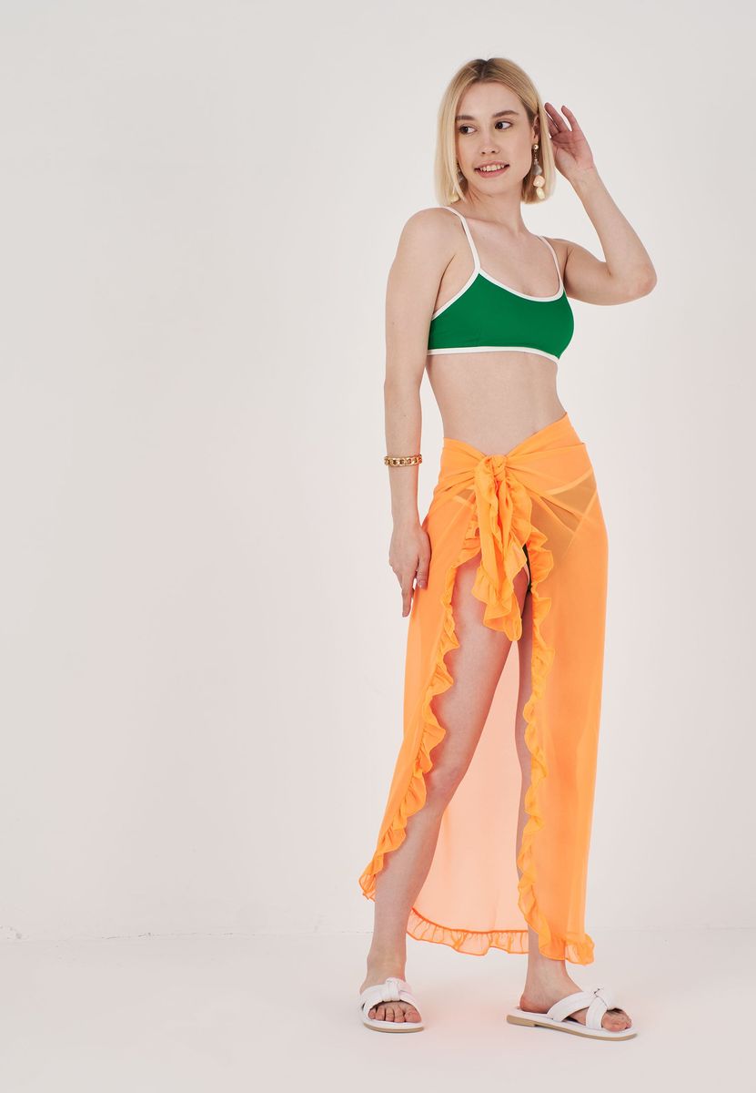 Durchsichtiger Sarong mit Rüschenbesatz