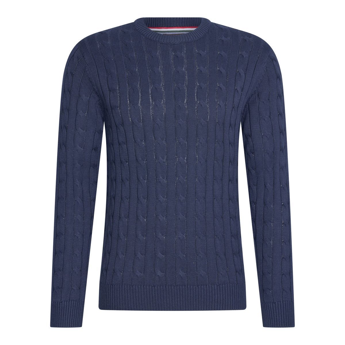 Klassischer Zopfstrick-Pullover mit Rundhalsausschnitt