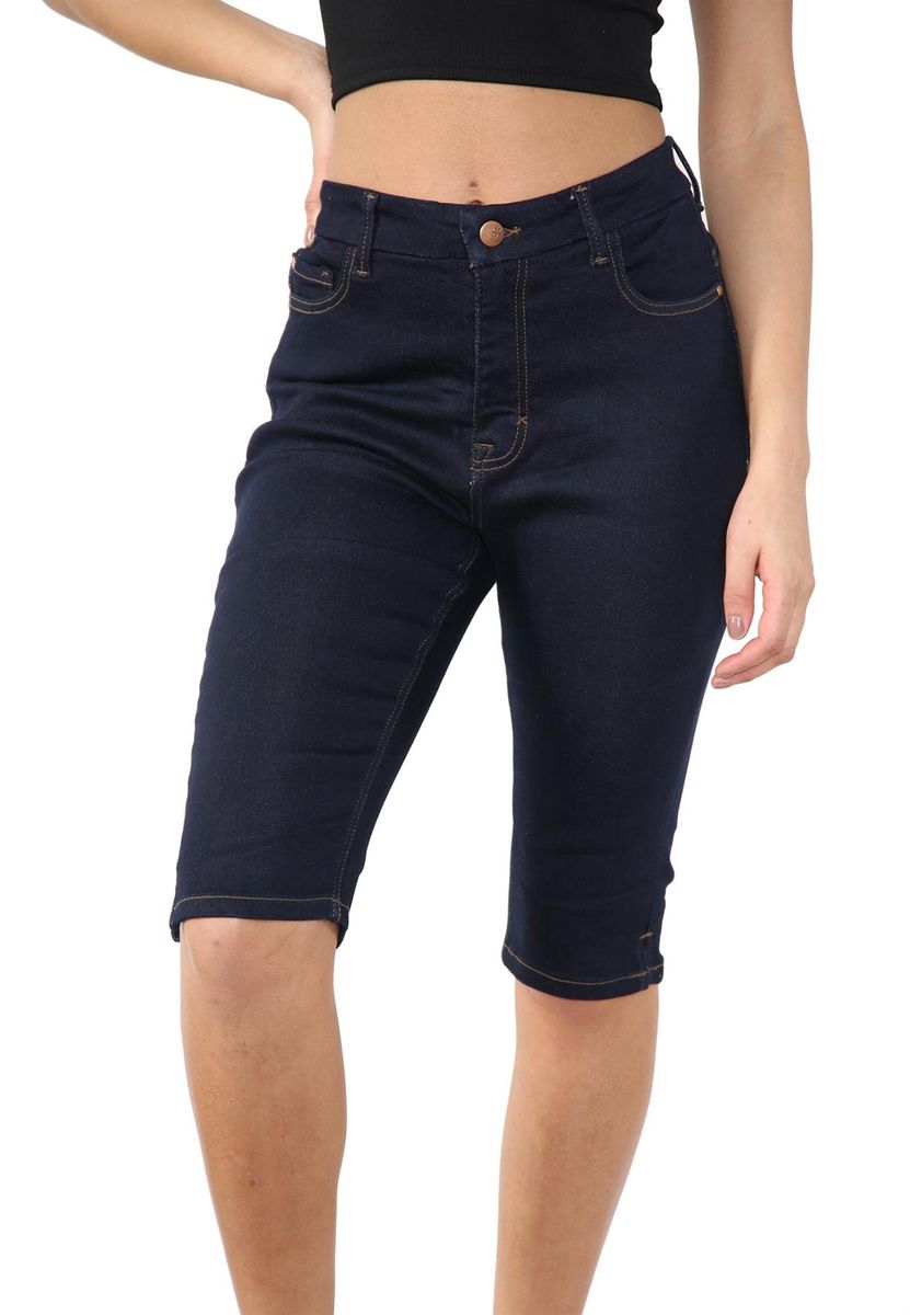 Denim Capri Shorts mit hohem Bund