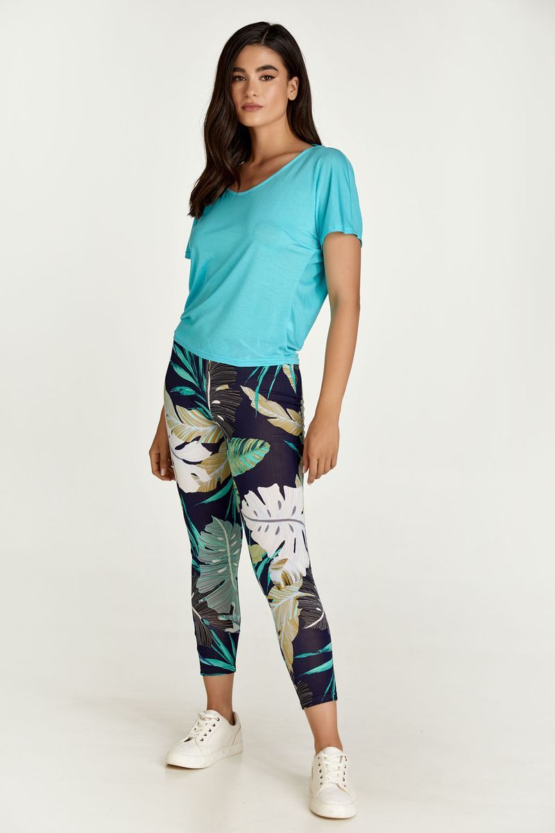 Leggings mit tropischem Blattdruck