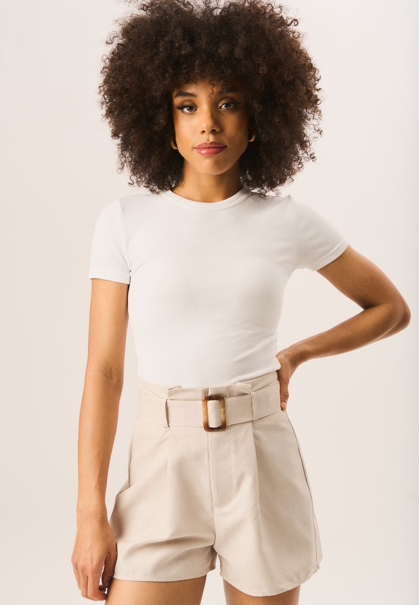 Gürtel High Waist Plissee Shorts