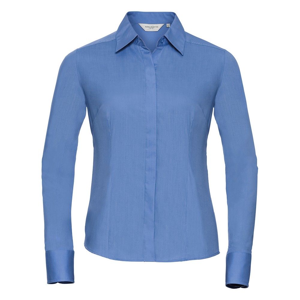 Russell Collection - Formelles Hemd für Damen Langärmlig (Business-Blau)