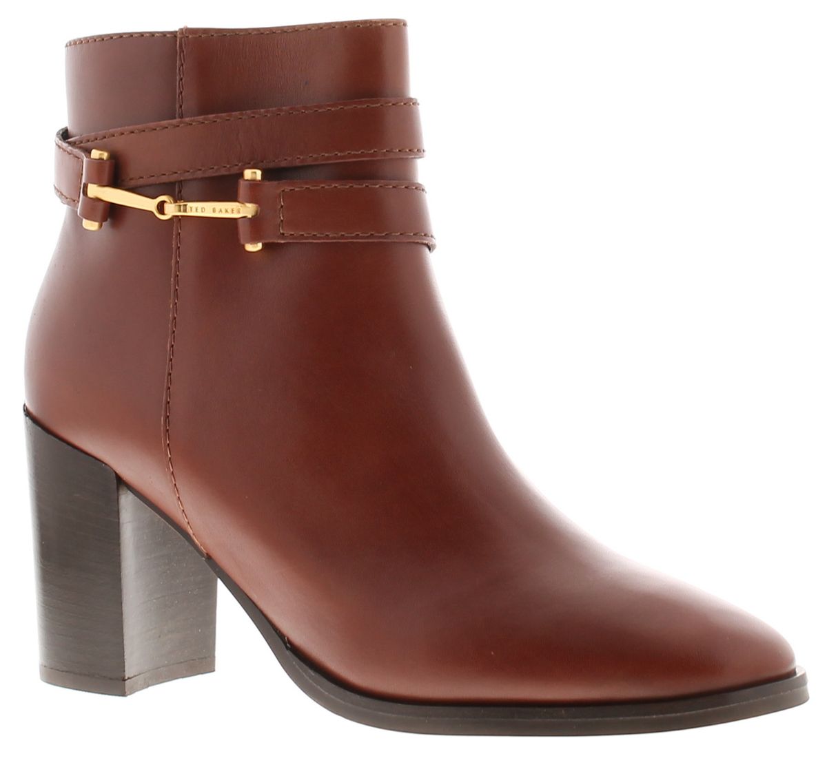 Leder-Stiefeletten mit Blockabsatz