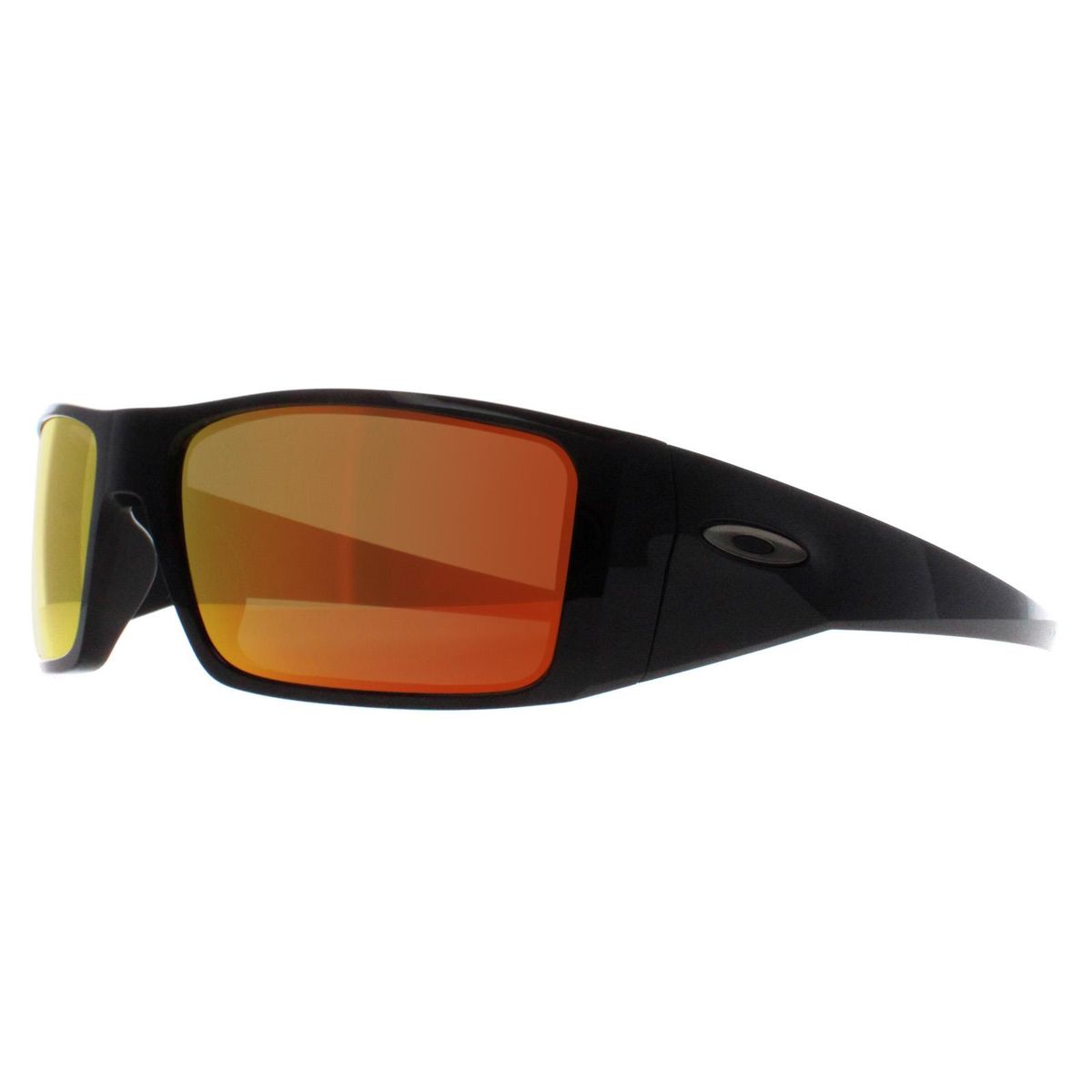 Sportliche schwarze Wrap-Sonnenbrille mit orangefarbenen Gläsern