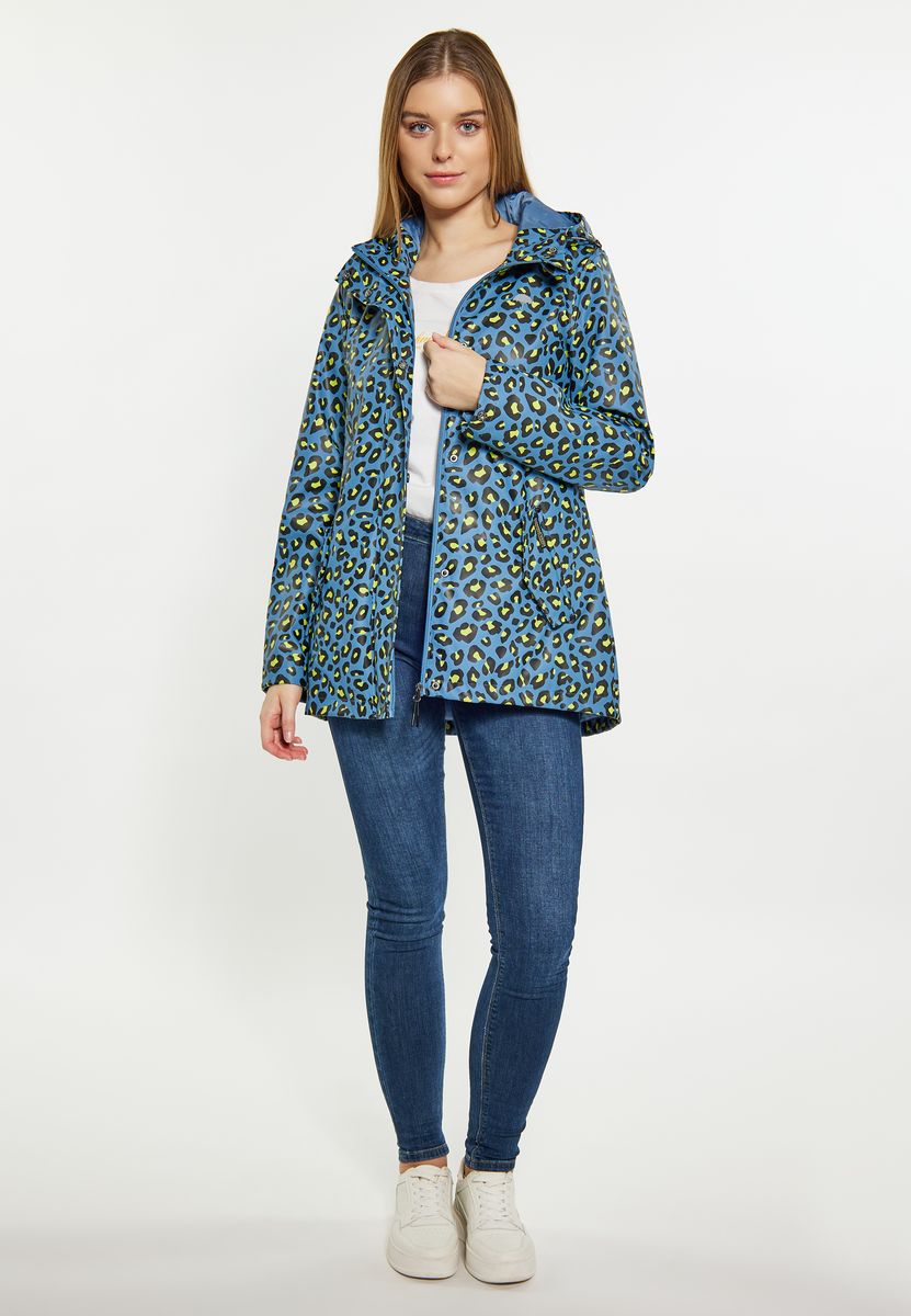 Regenparka mit Leoparden-Print und Kapuze