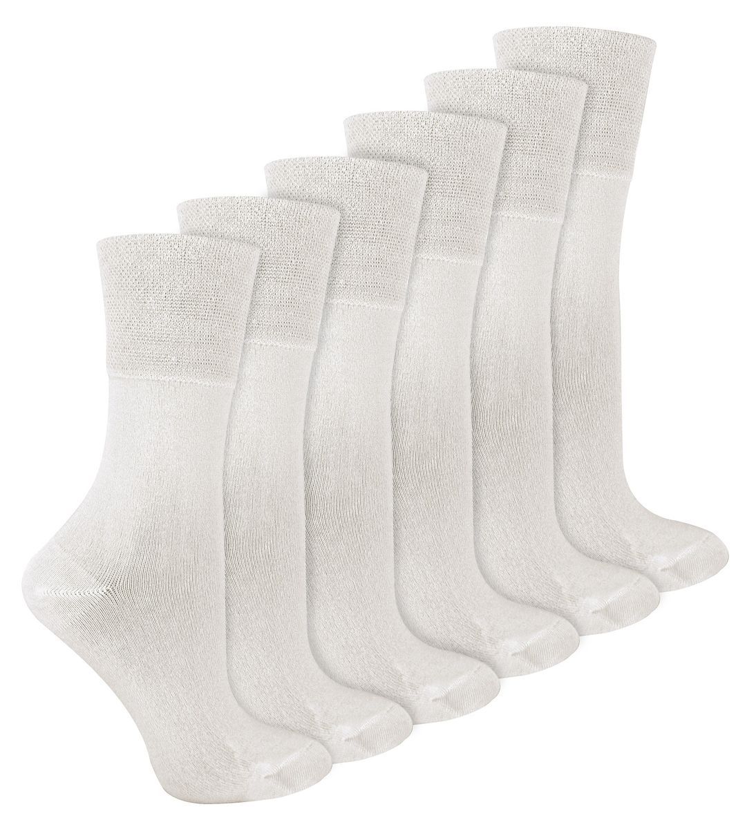 IOMI - 6 Pack Damen Diabetiker Bambus Socken | Extra breite nahtlose lockere nicht elastische Socken für Frauen - Weiß