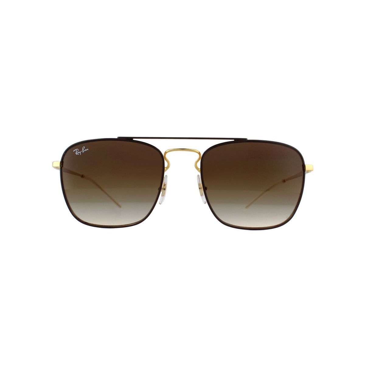 Quadratische Goldton-Sonnenbrille mit braunem Farbverlauf