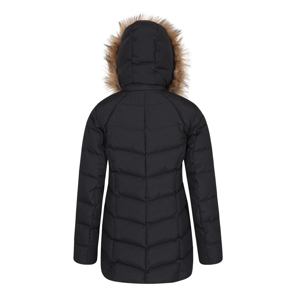 Langer Daunenparka mit Pelzbesatz
