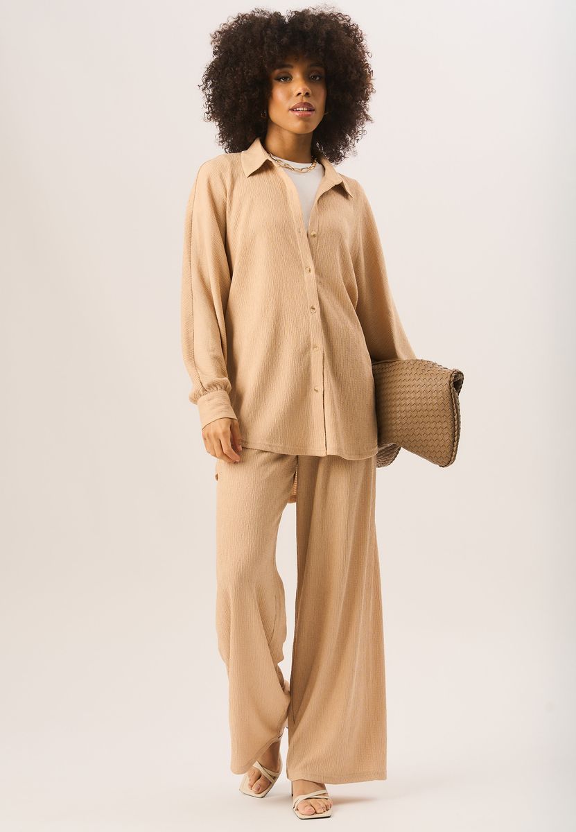 Oversize Langarmhemd mit Struktur