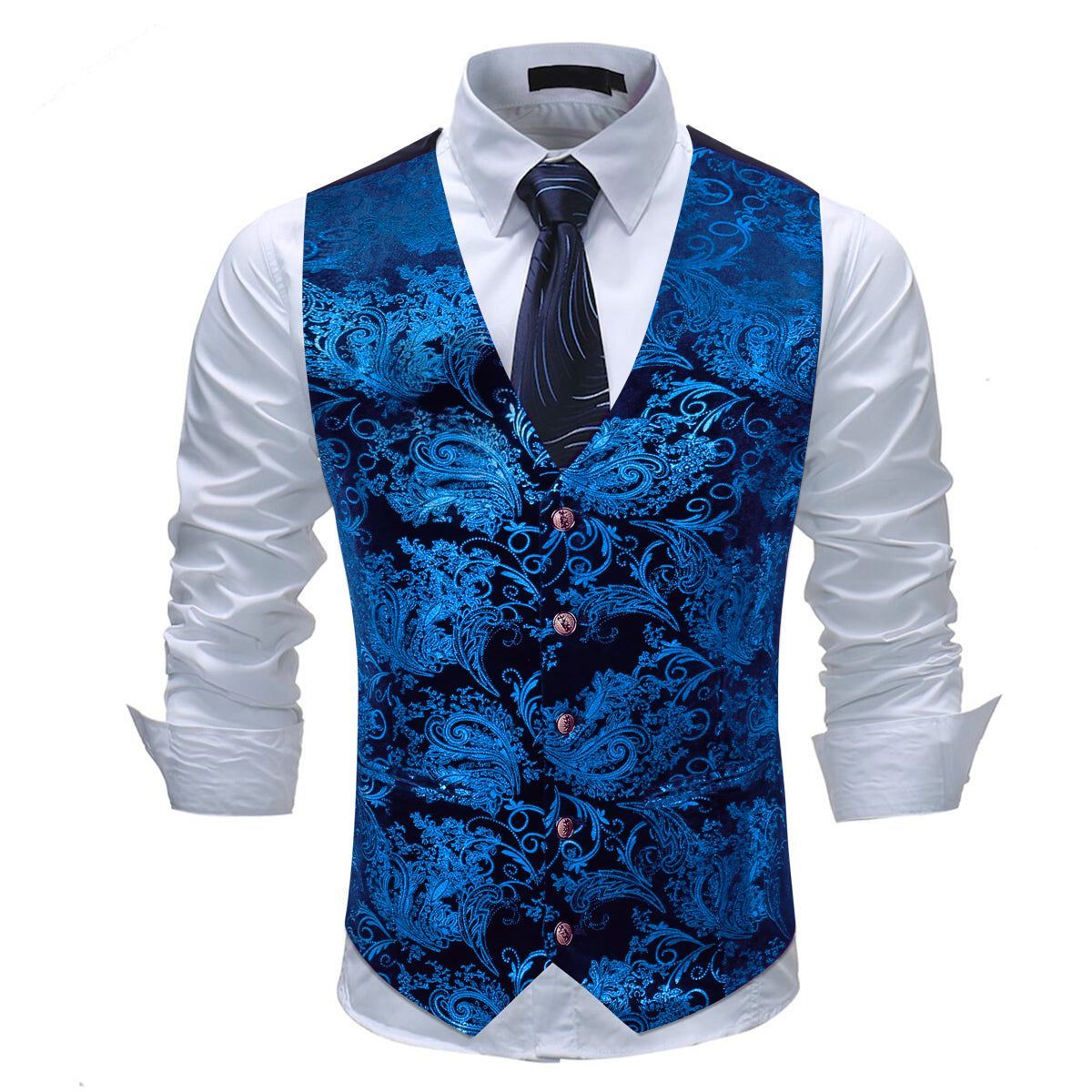 Herren Slim Fit Weste mit Blumenmuster