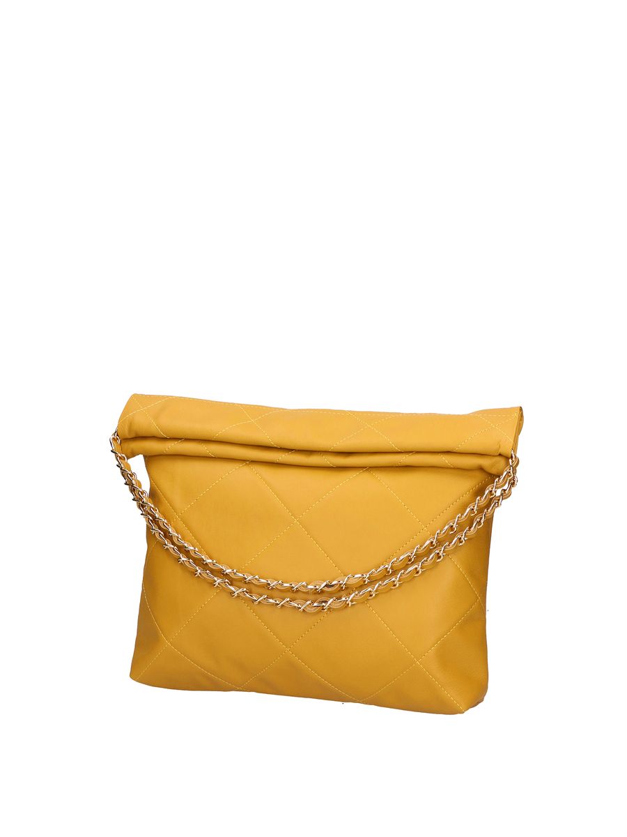 Gesteppte Leder-Schultertasche mit Kette