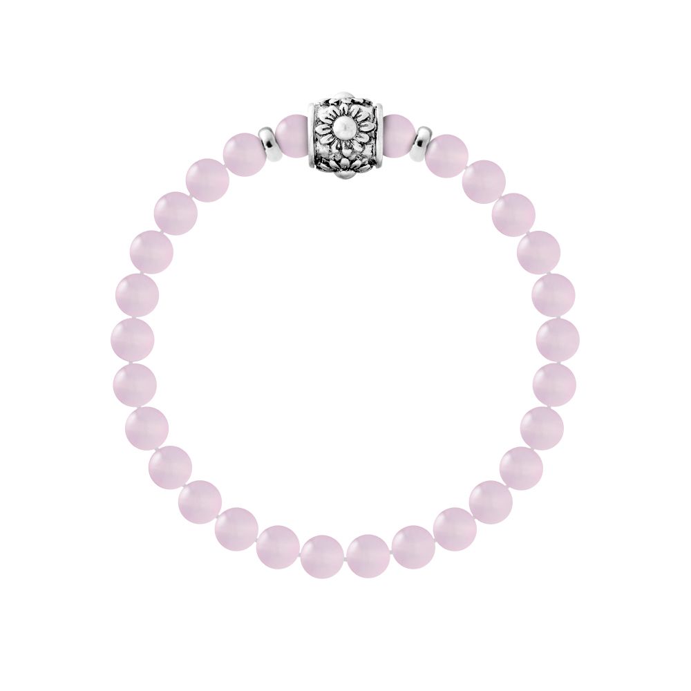 Rosenquarz Armband mit Sterlingsilber
