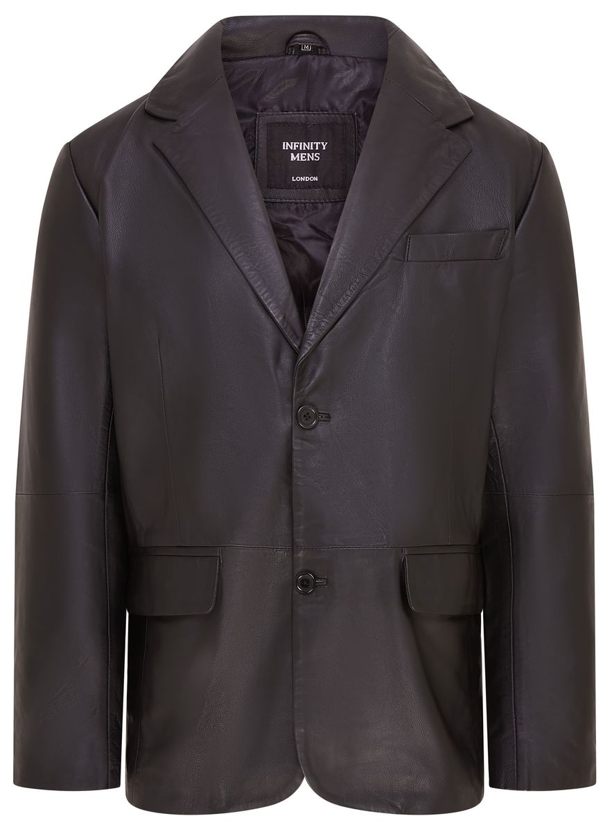 Schwarzes Lederblazer-Jackett für Herren