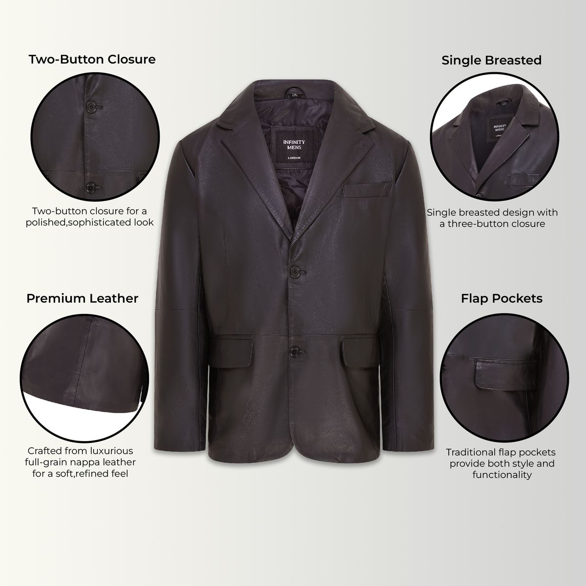 Einreihiger Blazer aus Nappaleder