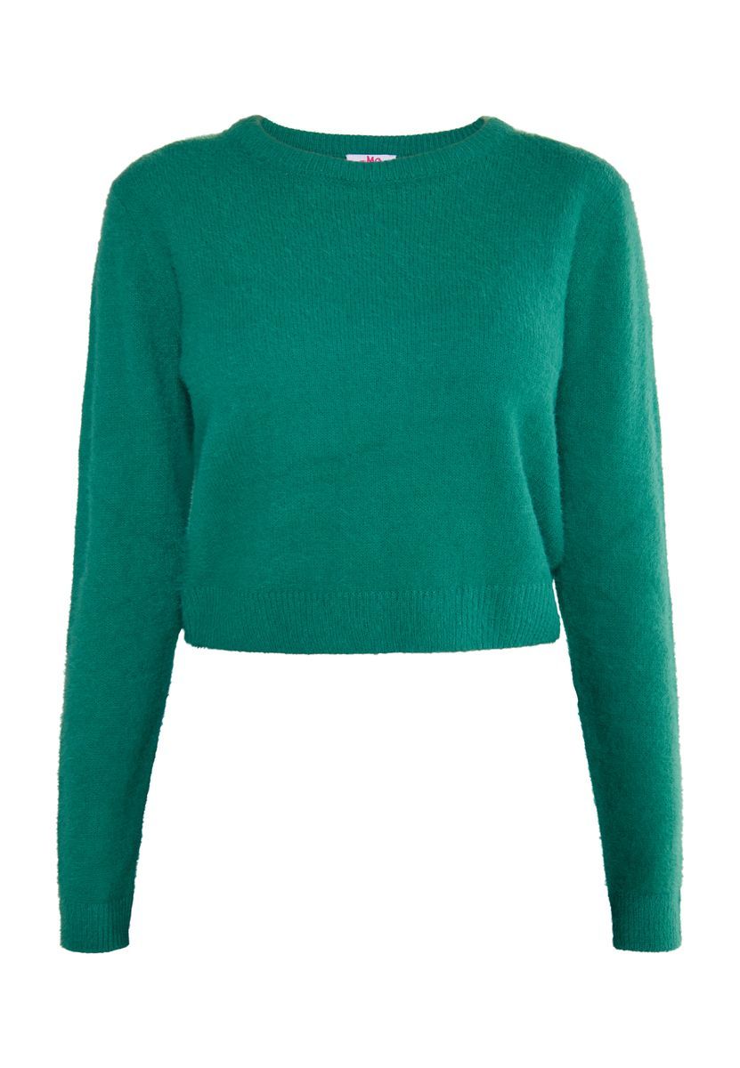 Kurz geschnittener, flauschiger Strickpullover