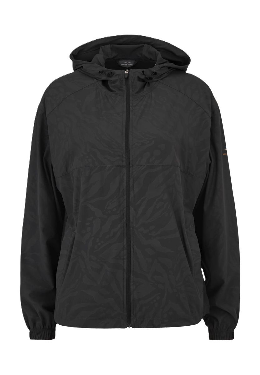 Schwarze aktive Trainingsjacke mit Kapuze