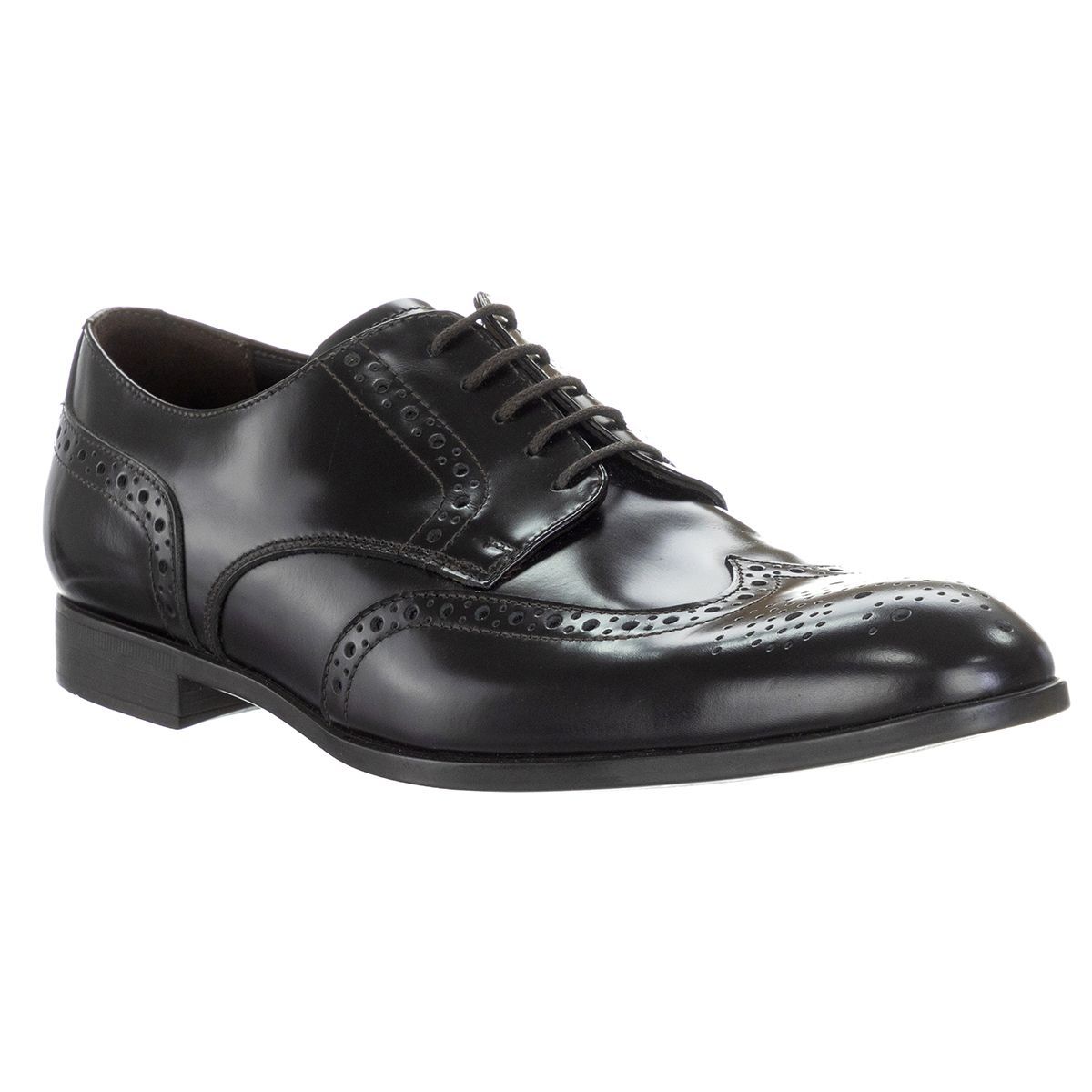 Schwarzer Leder Wingtip Oxford Herrenschuh