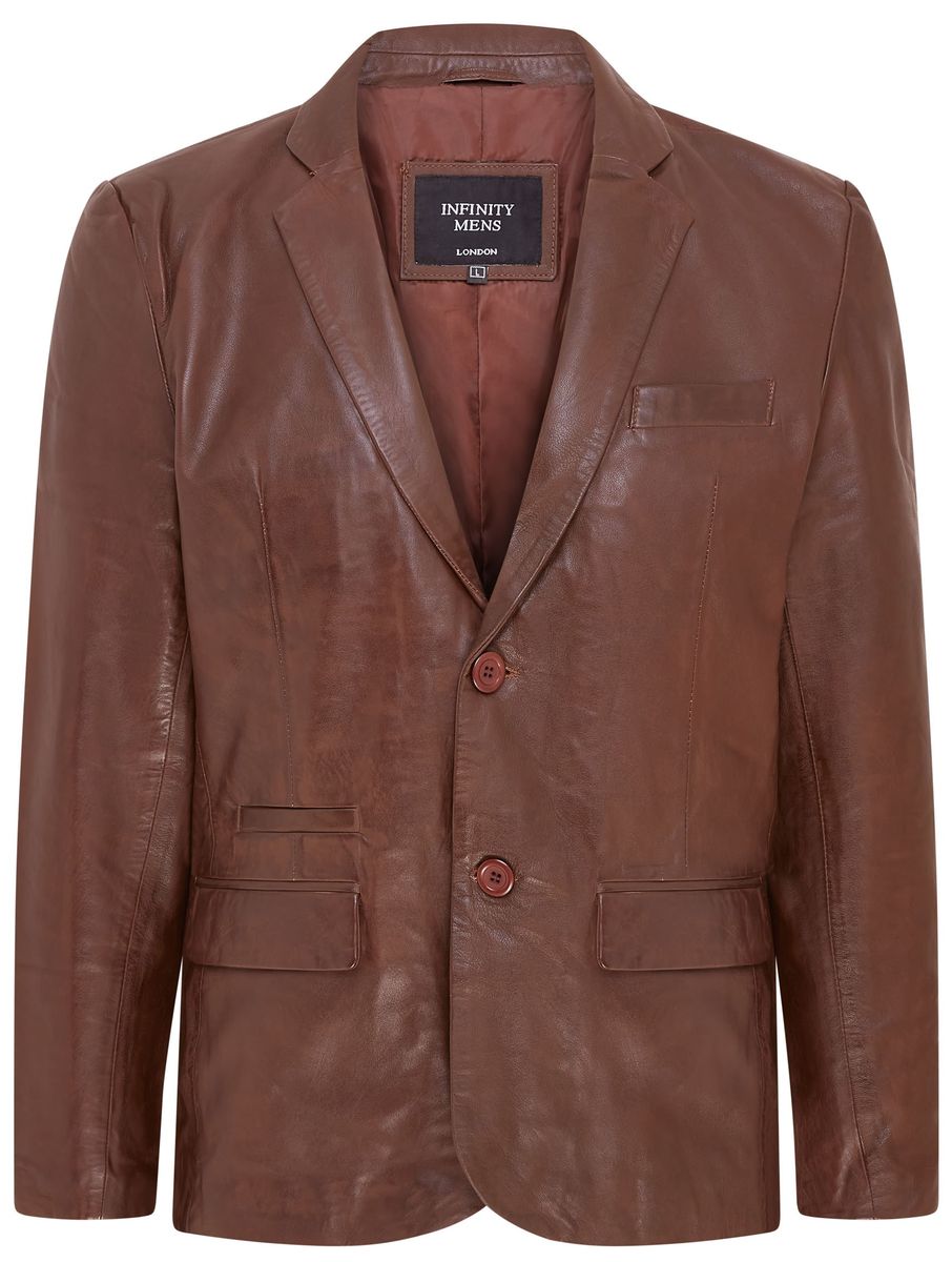 Schmal geschnittene italienische Lederblazer Jacke