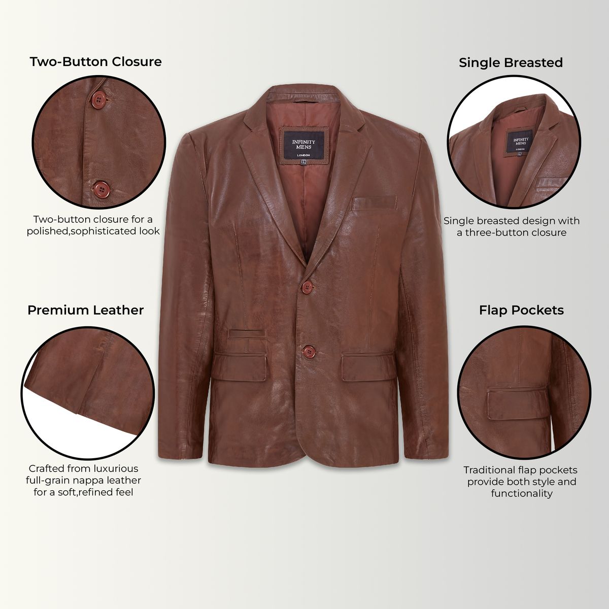 Schmal geschnittener italienischer Lederblazer