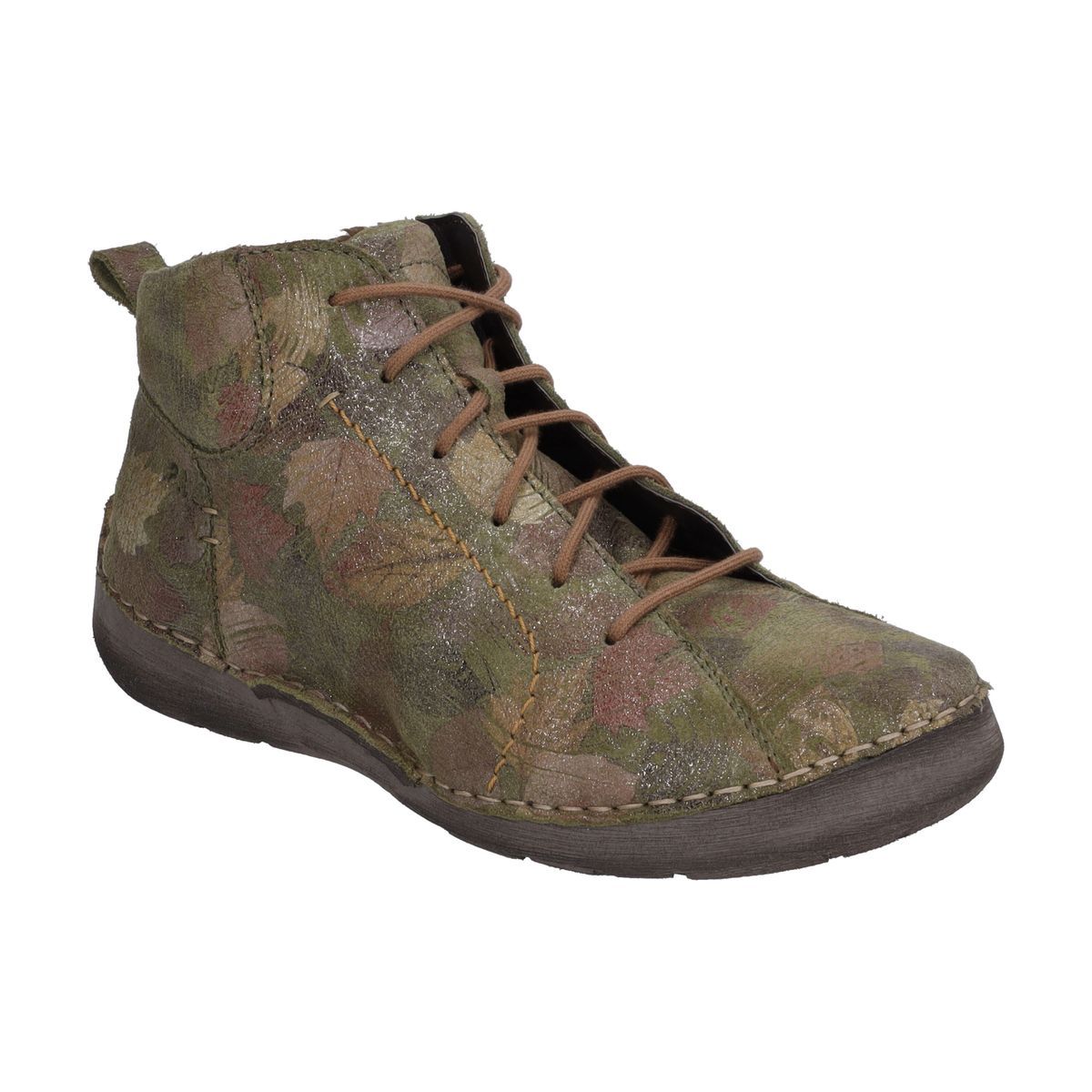 Stiefelette aus Leder mit Blattmuster