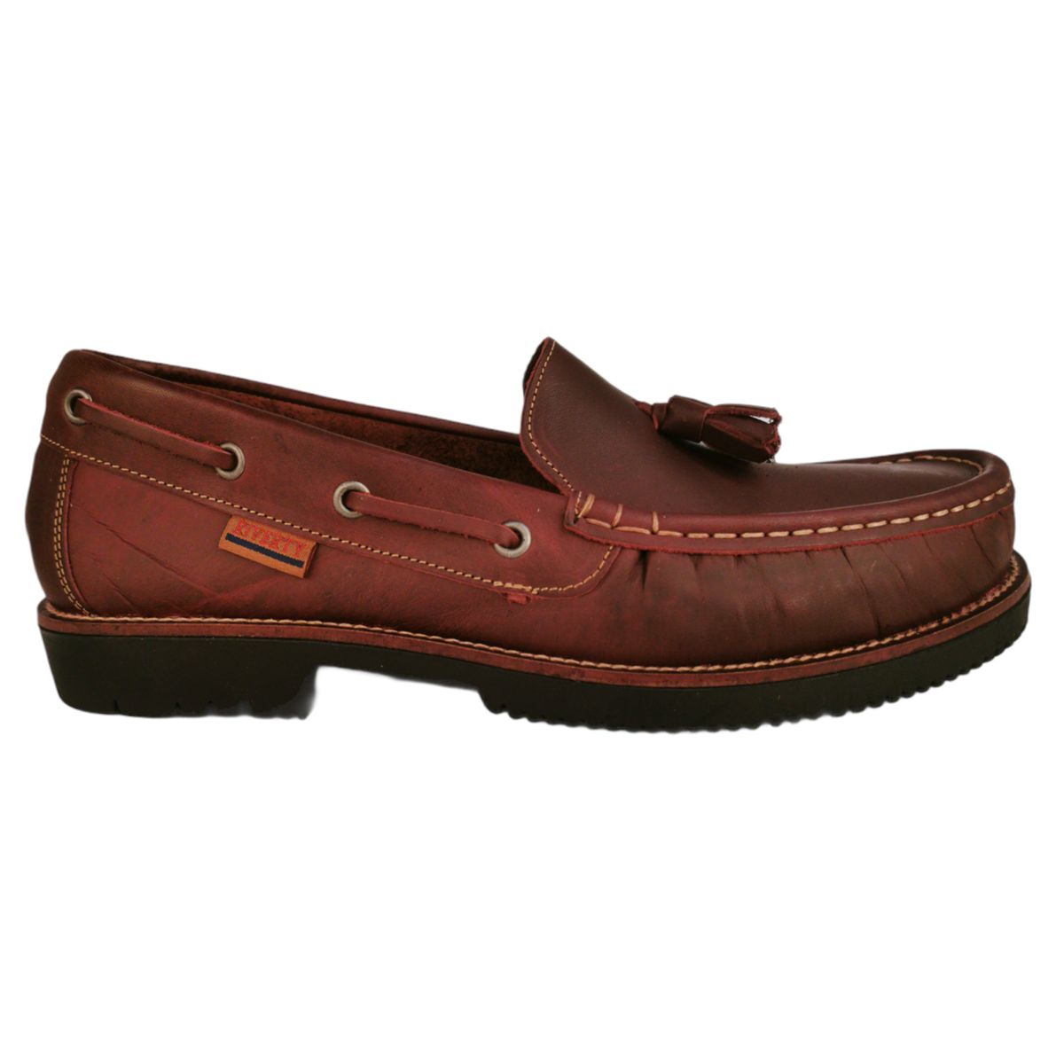 Herren Leder Slipper Quaste Burgunder