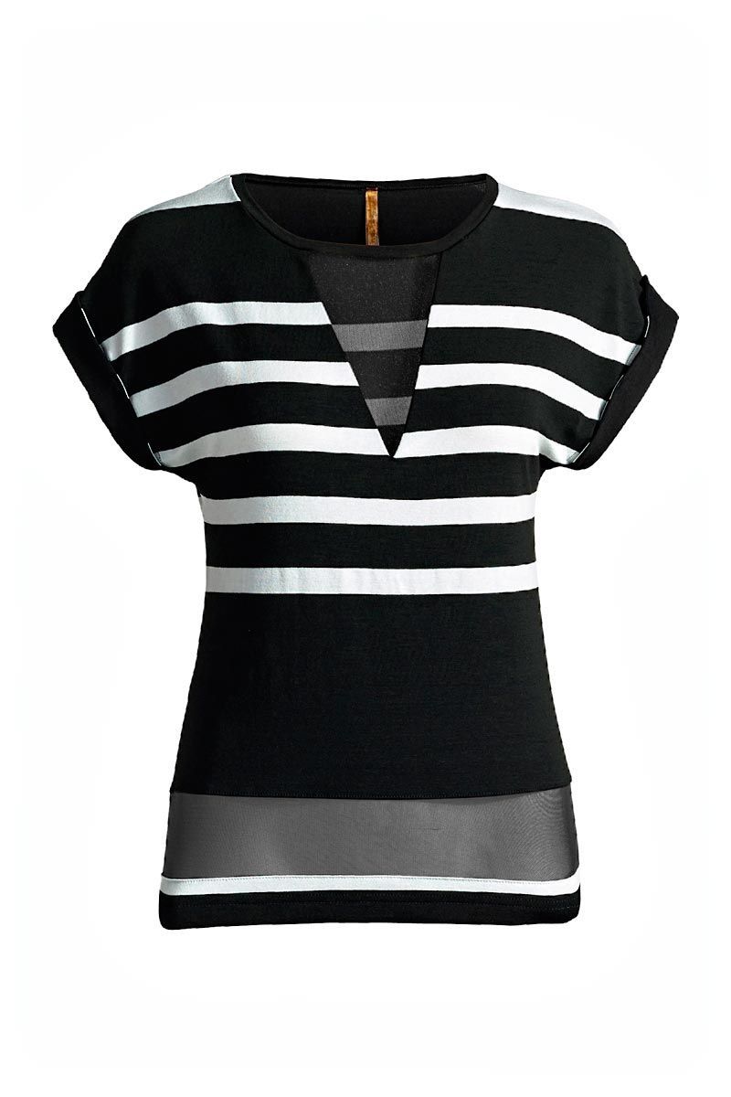 Gestreiftes Top mit transparentem Detail