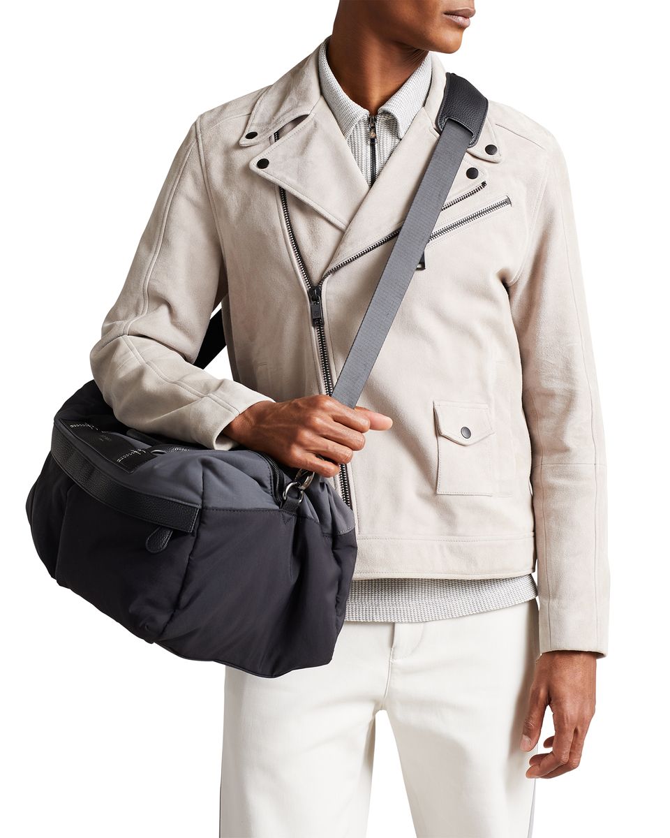 Moderne Nylon- und Leder-Reisetasche