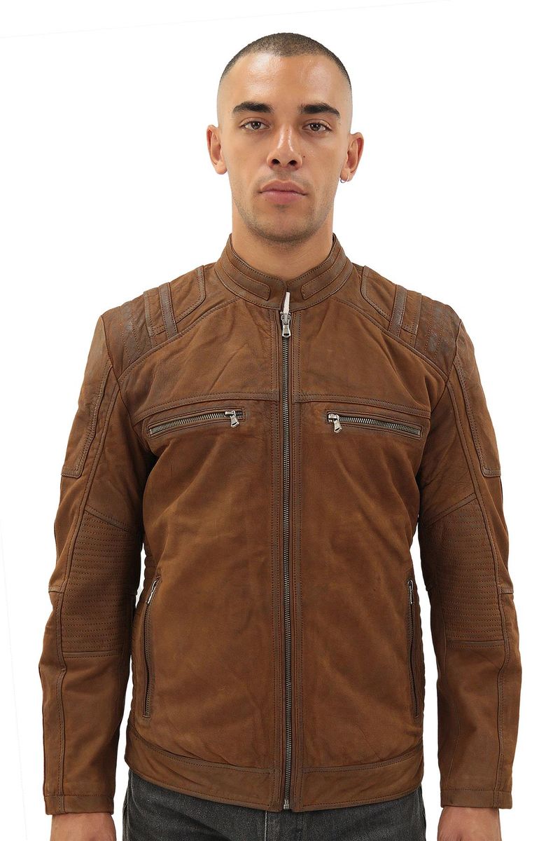 Herren-Racer-Bikerjacke aus Leder