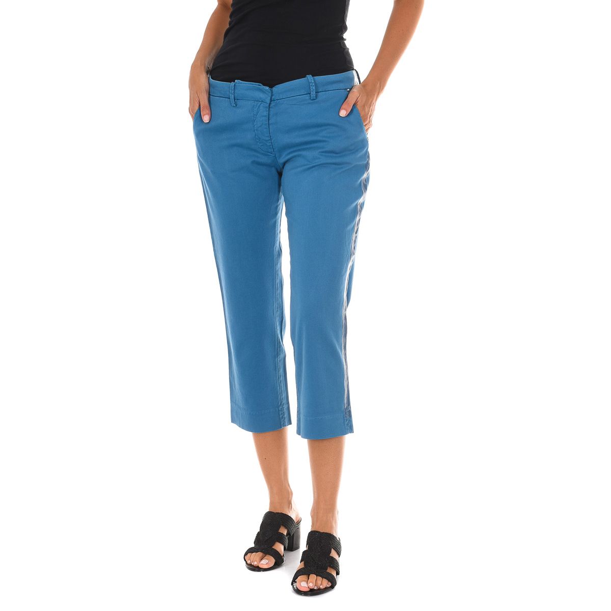 Cropped Baumwoll-Chino-Hose
