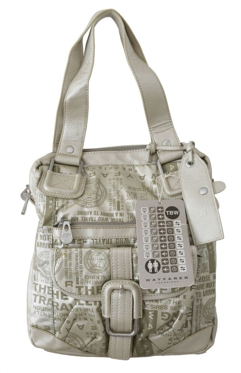Schultertasche mit typografischem Druck