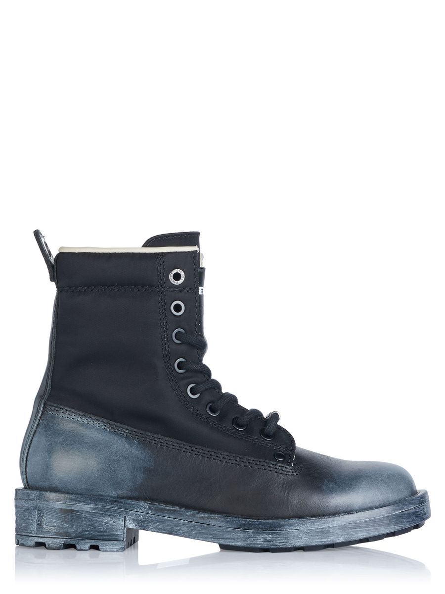 Combat-Boots im Used-Look aus Materialmix