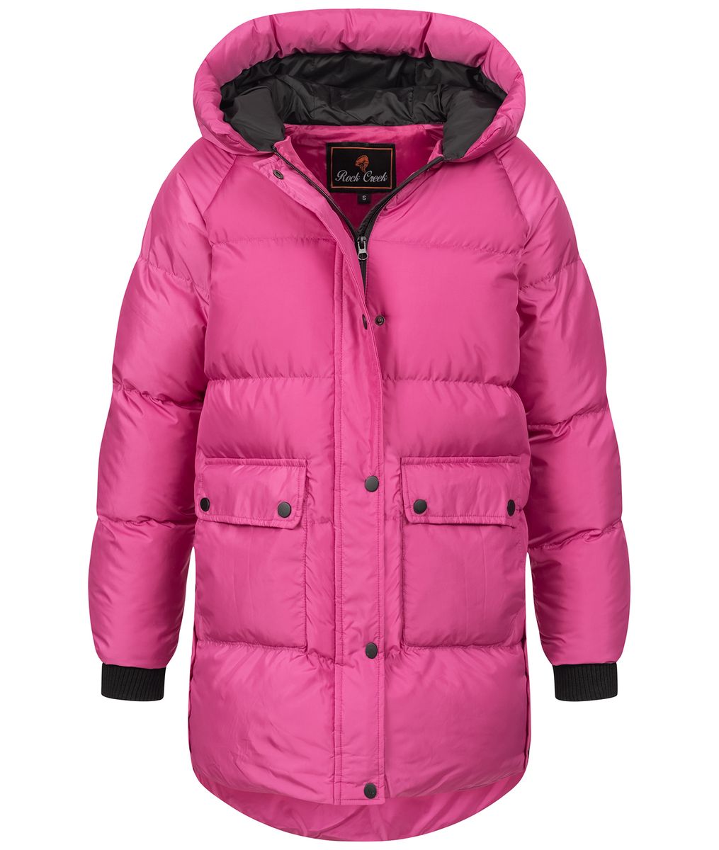 Mittellange gesteppte Pufferjacke mit Kapuze