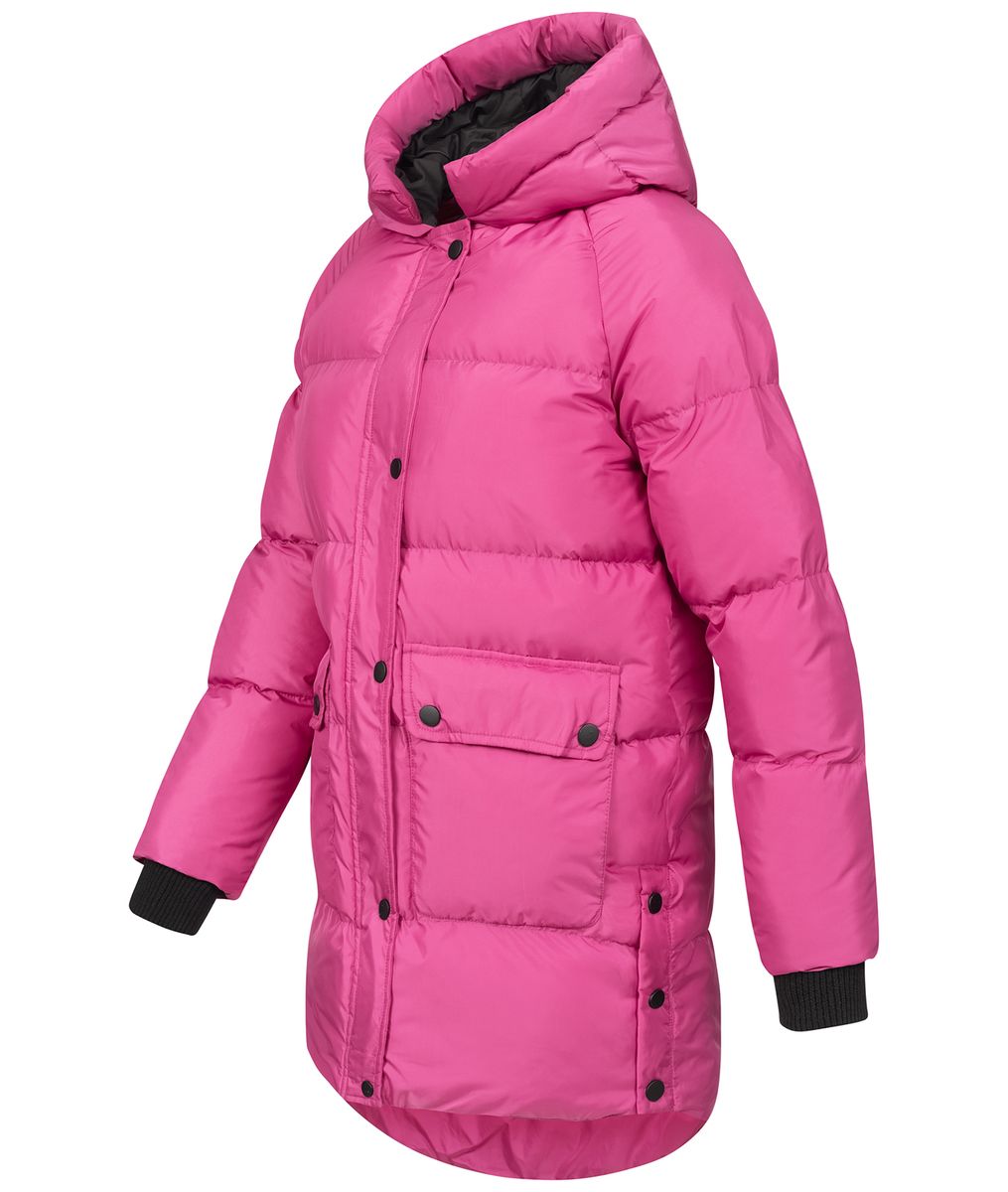 Mittellange gesteppte Pufferjacke mit Kapuze