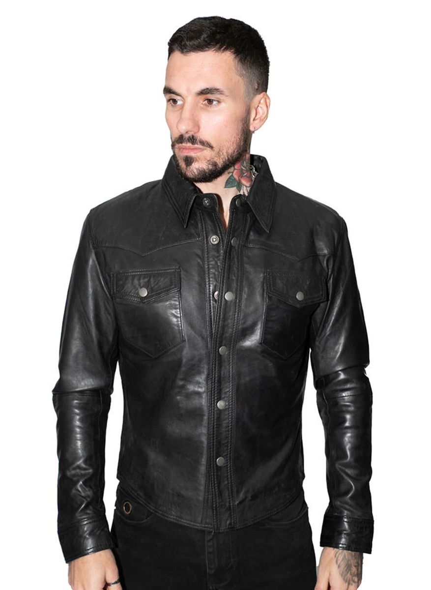 Retro Leder Trucker Jacke