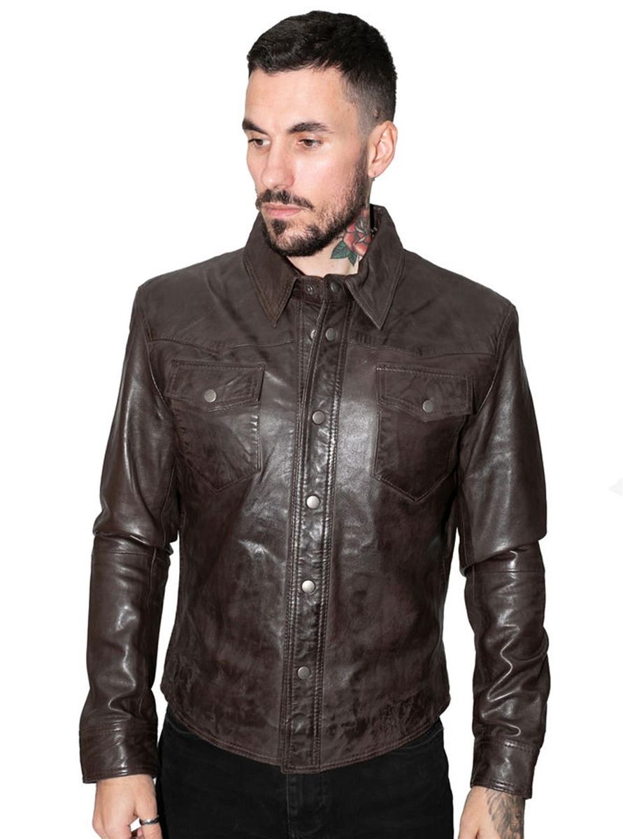 Retro Leder Trucker Jacke