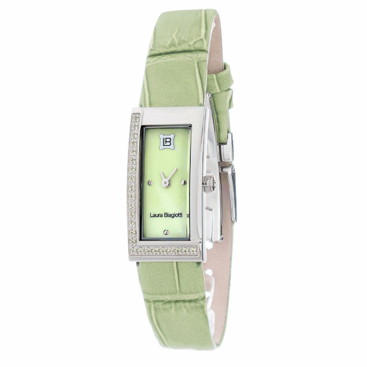 Silberne Rechteckige Quarzuhr mit Lederarmband