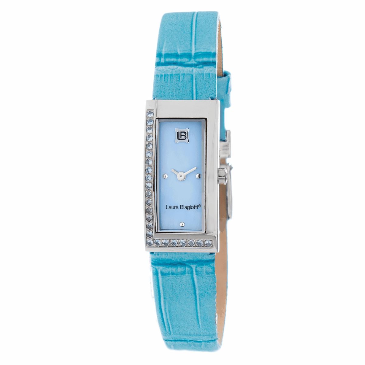 Silberne Rechteckige Quarzuhr mit Lederarmband