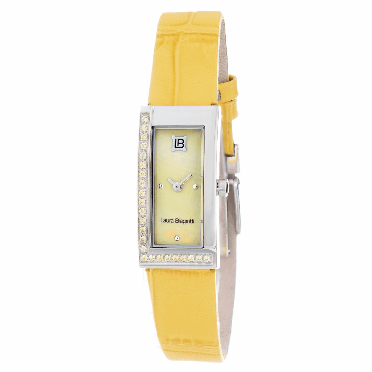 Silberne Rechteckige Quarzuhr mit Lederarmband