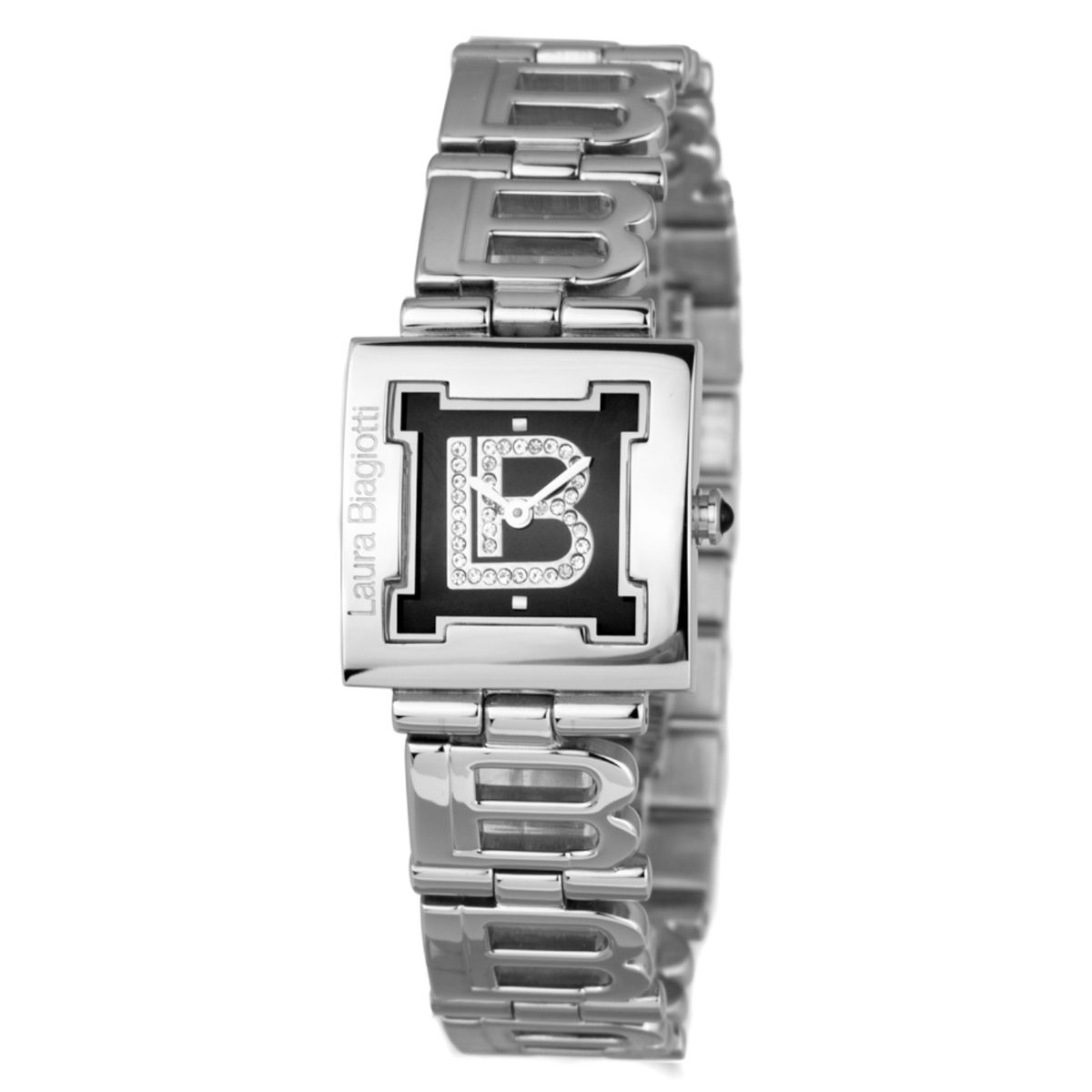 Silberne Rechteckige Quarzuhr mit Lederarmband