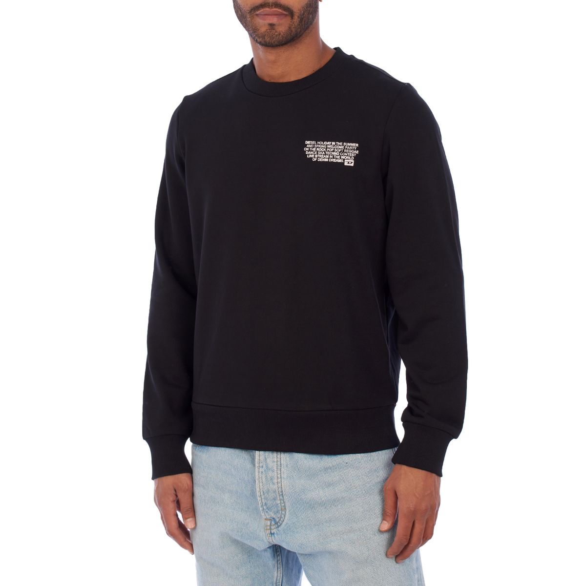 Rundhals Baumwollmischung Sweatshirt