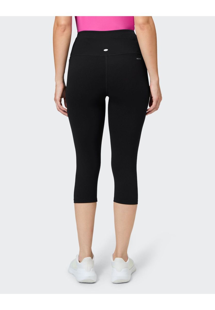 Essentielle schwarze, hoch taillierte Capri-Leggings