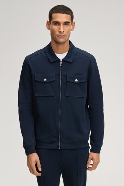 Marc O'Polo Navy Baumwoll Sweatjacke mit aufgesetzten Taschen