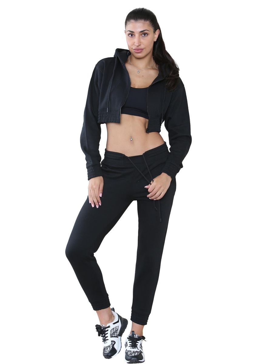 Damen Crop Trainingsanzug Set