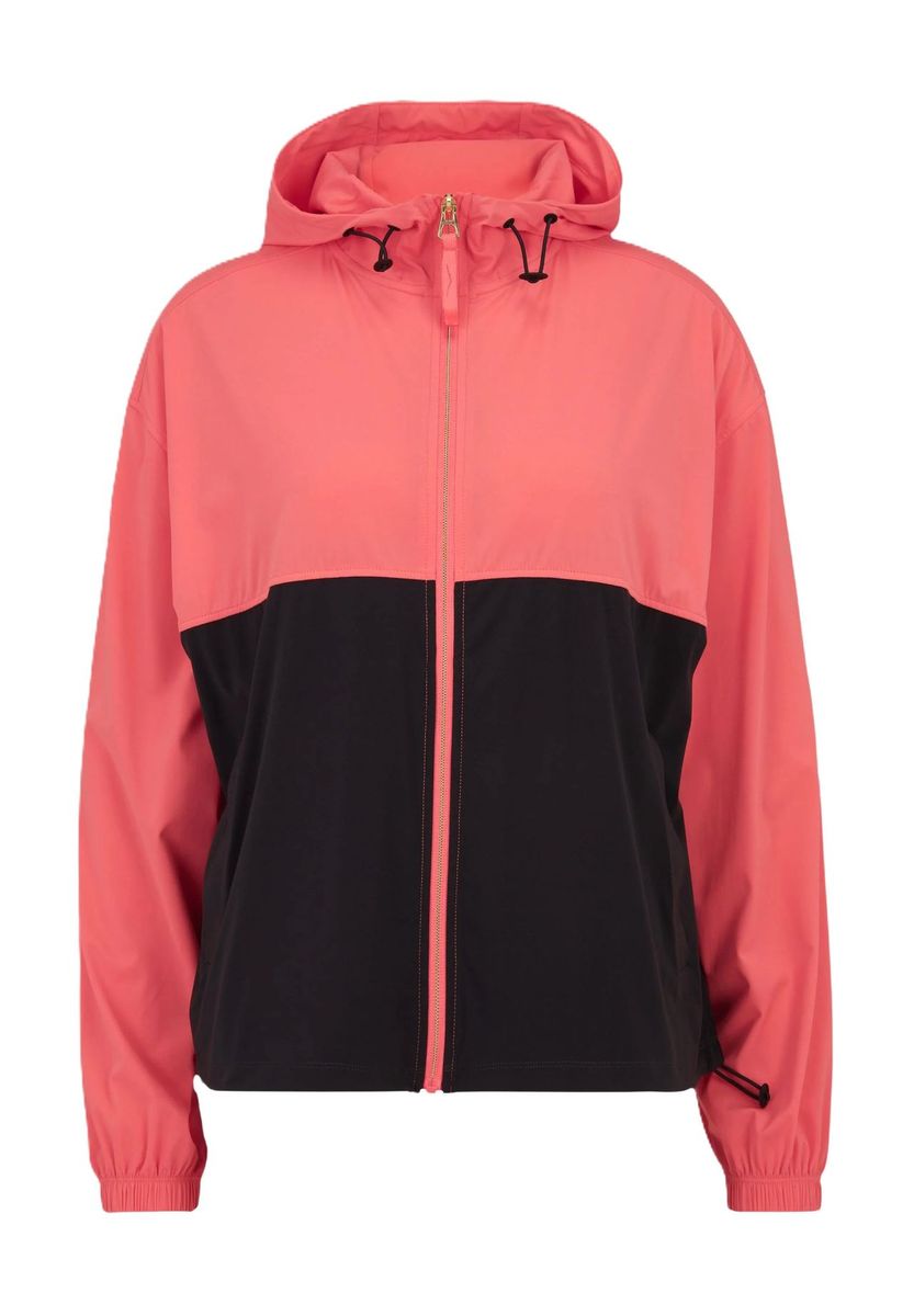 Zweifarbige Windjacke mit Kapuze
