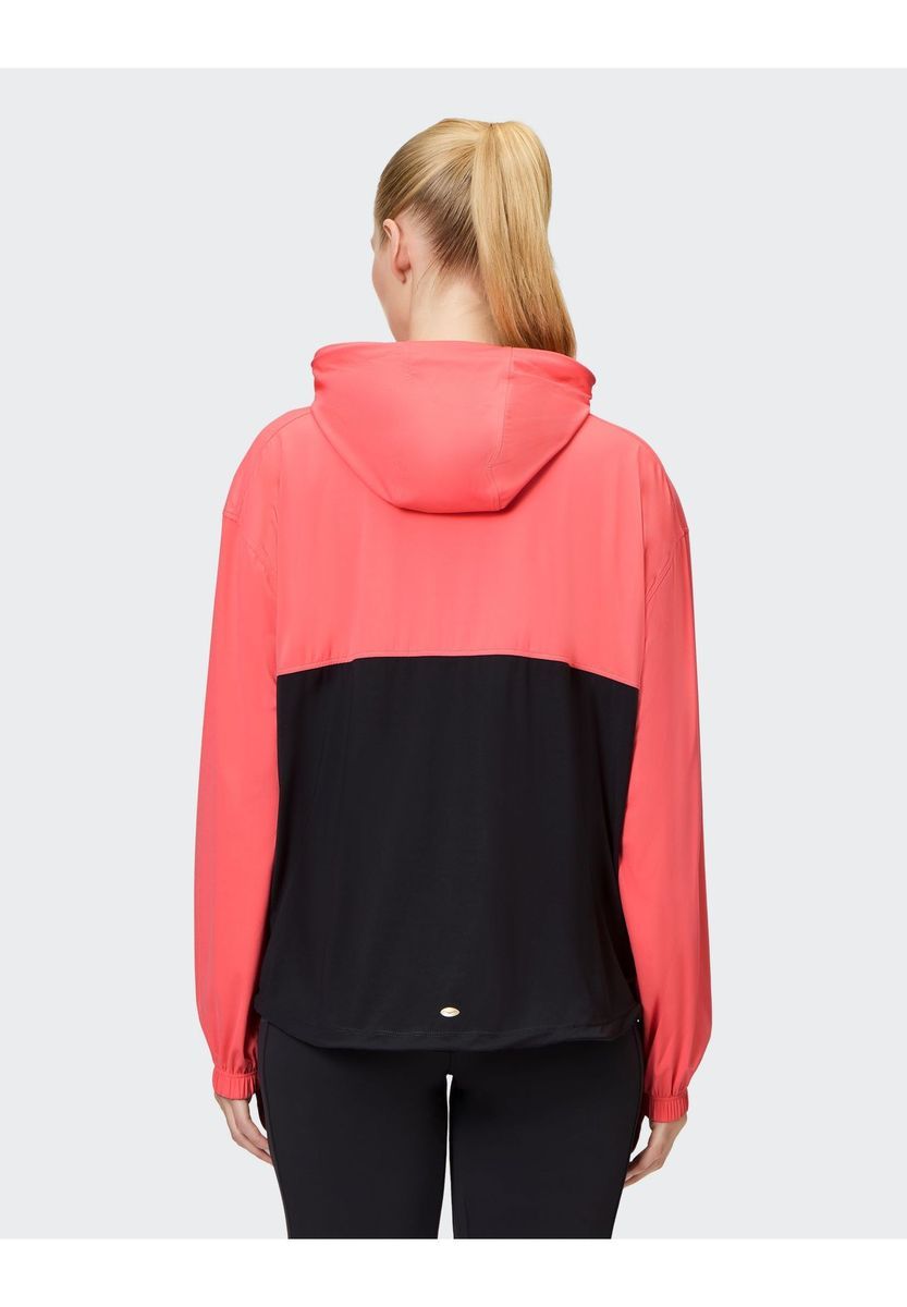 Zweifarbige Windjacke mit Kapuze