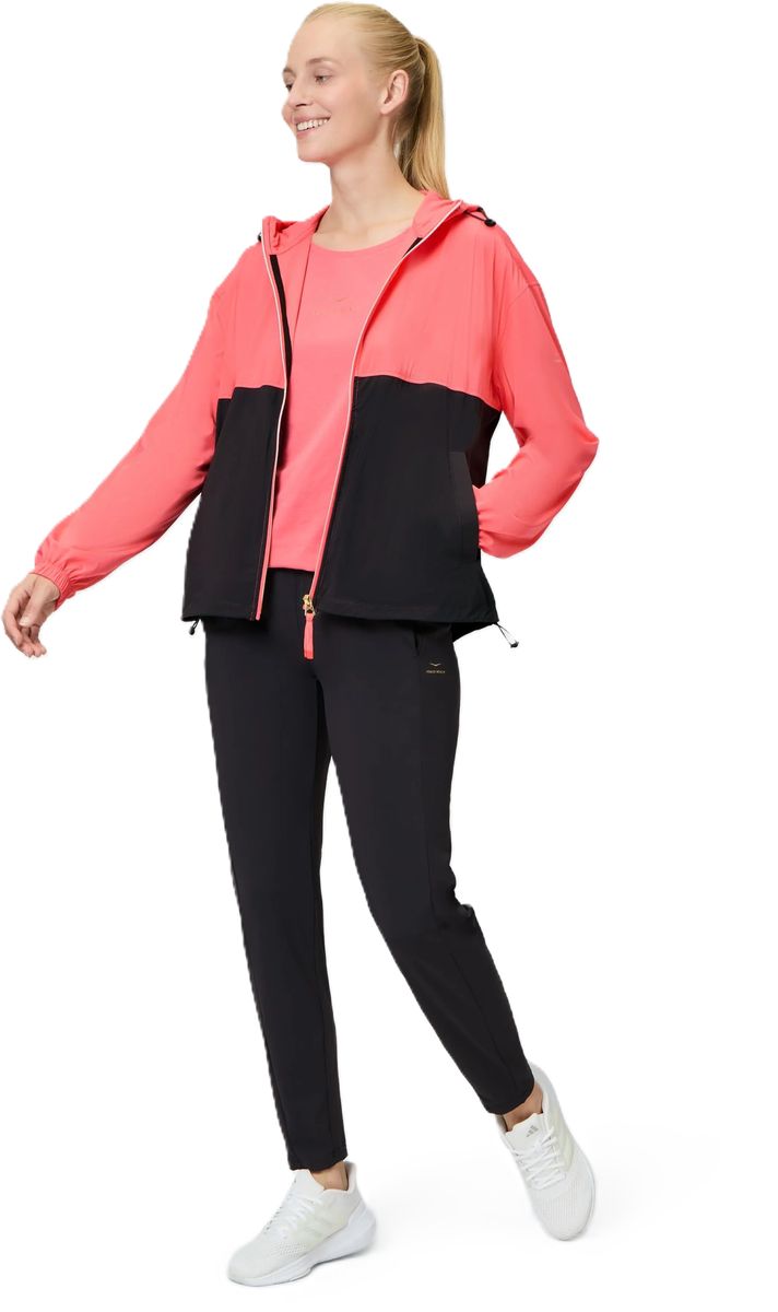 Zweifarbige Windjacke mit Kapuze
