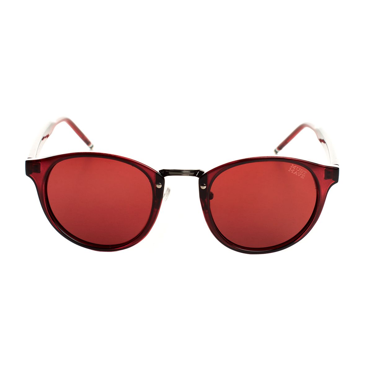 Runde Sonnenbrille mit blauem Rahmen