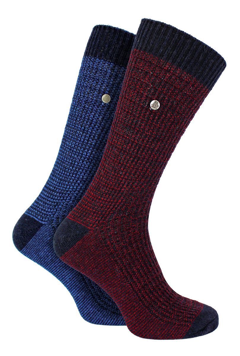 Herren Baumwolle Kleid Socken | Jeep | Midweight Knit Geist Socken, lässig gerippte Muster jeden Tag Socken - Navy / lila