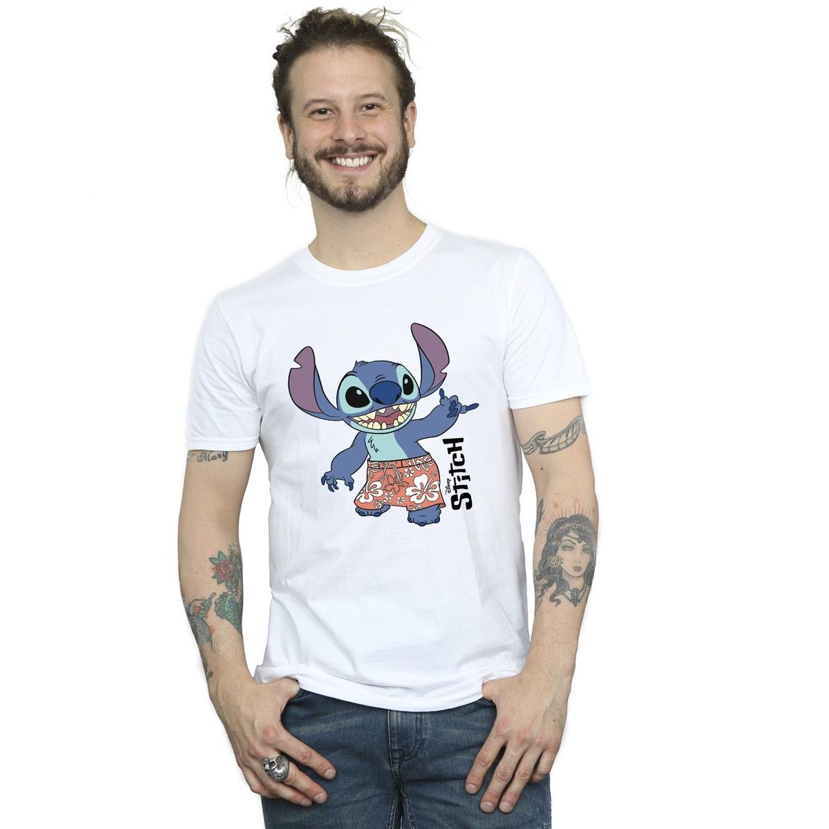 Baumwoll-T-Shirt mit Stitch Grafik-Print