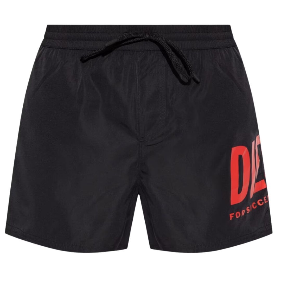 Schwarze sportliche Badeshorts mit Logo